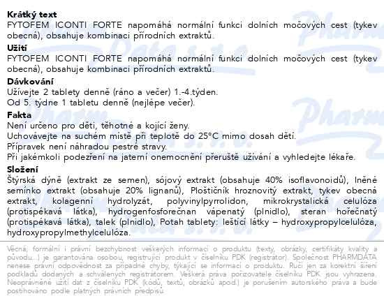 Příbalový leták - FytoFEM ICONTI forte tbl.90