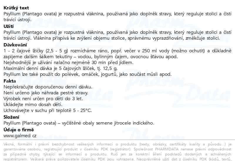 Příbalový leták - Psyllium indická rozpust.vláknina BIO 200g Galmed