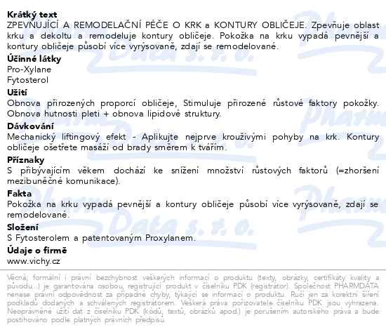 Příbalový leták - Vichy Neovadiol Phytosculpt remodelační péče o krk & kontury obličeje 50ml