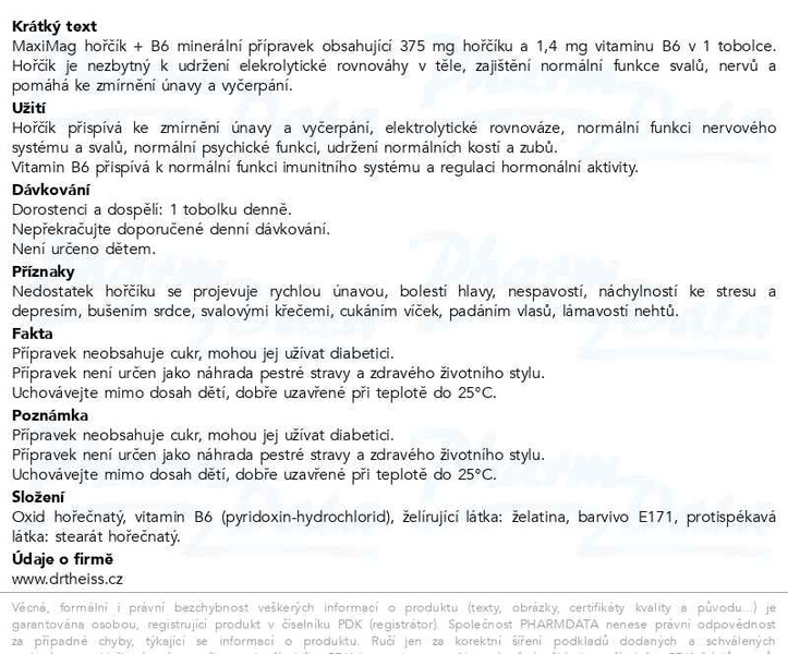 Příbalový leták - MaxiMag Hořčík 375mg+B6 50 tobolek