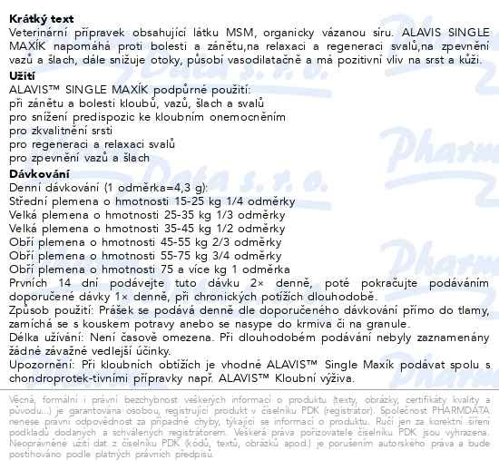 Příbalový leták - ALAVIS Single MAXÍK 600g