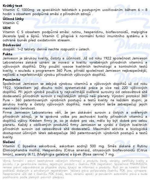 Příbalový leták - JAMIESON Vitamín C 1000mg s postupným uvolňováním 120 tbl.