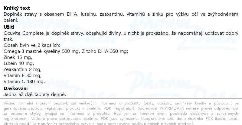 Příbalový leták - Ocuvite Complete cps.60+30 ZDARMA