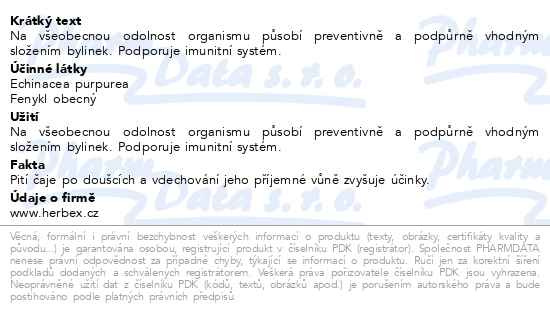 Příbalový leták - HERBEX Zimní čaj s třapatkou n.s.20x3g