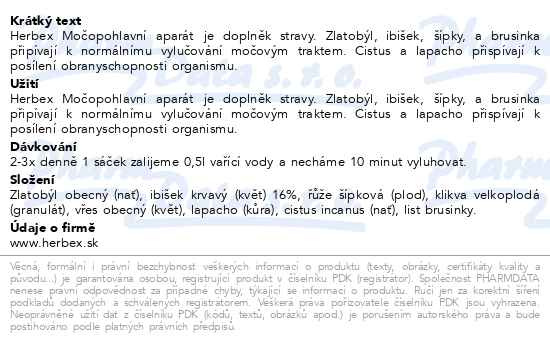 Příbalový leták - HERBEX lékárna Močopohlavní aparát n.s.20x3g