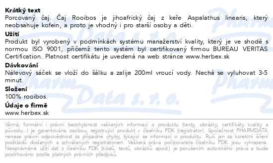 Příbalový leták - HERBEX Rooibos n.s.20x1.5g
