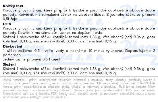Příbalový leták - HERBEX Modrý pramen s kotvičníkem n.s.20x3g