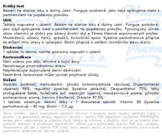 Příbalový leták - Favea Panthenol forte tbl.30
