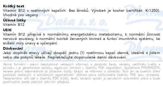 Příbalový leták - Solgar Vitamin B12 500 mcg cps.50