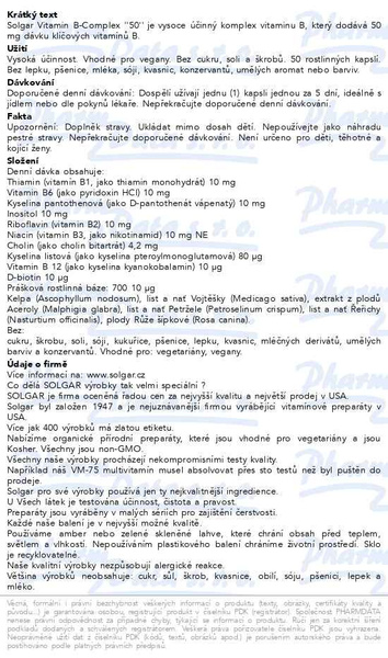 Příbalový leták - Solgar B-komplex 50 cps.50