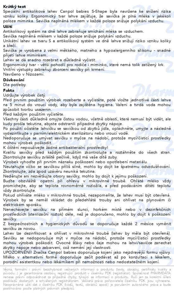 Příbalový leták - Canpol babies Lahev širokohrdlá antikoliková S-Shape 200ml