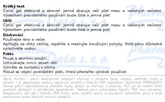 Příbalový leták - COSRX Low pH čistící pleťový gel 150ml