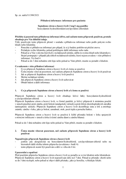 Příbalový leták (SUKL) - Septabene citron a bezový květ 3mg/1mg pas.16