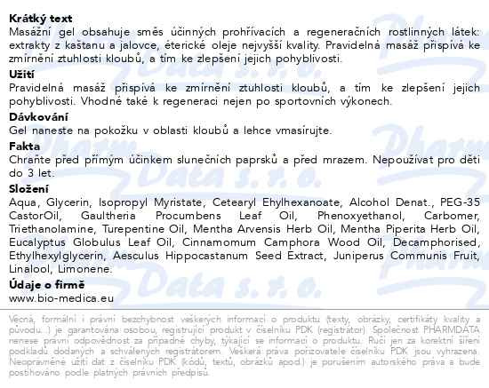 Příbalový leták - Bioarthro gel 300ml Biomedica