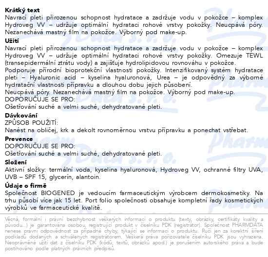 Příbalový leták - Dermedic Hydrain2 Zvlhčující pleťový krém s prodlouženým účinkem 50g