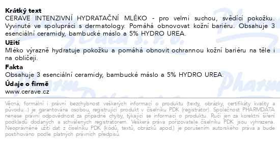 Příbalový leták - CeraVe Intenzivní hydratační mléko 236ml
