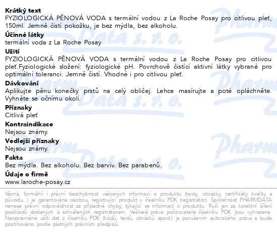 Příbalový leták - LA ROCHE-POSAY Eau Moussante 150ml