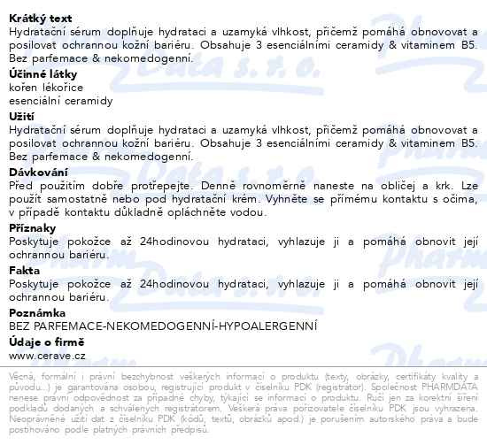 Příbalový leták - CERAVE Hydratační sérum 30ml