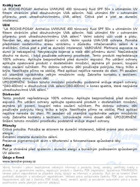 Příbalový leták - LA ROCHE-POSAY UVMUNE 400 Anthelios tónovaný shaka fluid SPF50+ 50ml