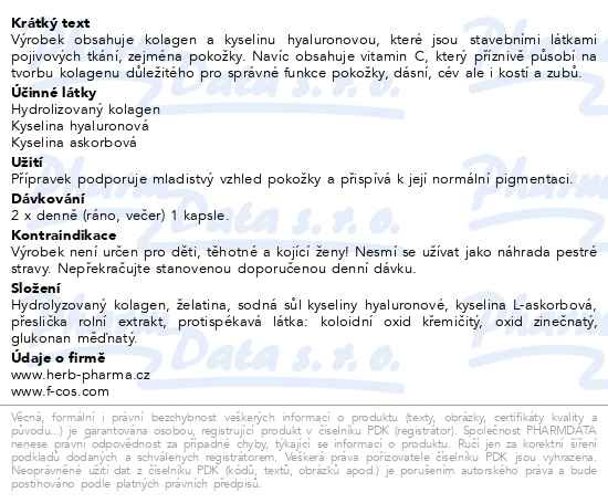 Příbalový leták - FC Collagenceutical cps.60