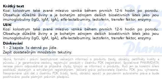 Příbalový leták - Edenpharma Kolostrum kozí cps.30
