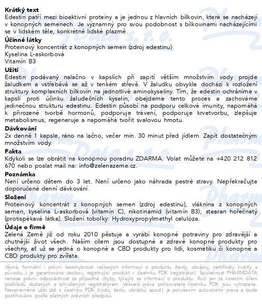 Příbalový leták - Zelená Země Edestin Konopný protein cps.60