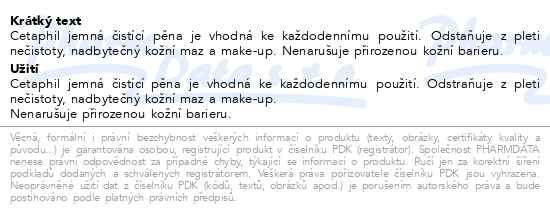 Příbalový leták - Cetaphil jemná čistící pěna 236ml
