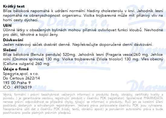 Příbalový leták - Jančův čaj kloubní 20 nálevových sáčků