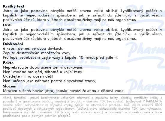 Příbalový leták - Allnature Grass Fed Beef Liver cps.180