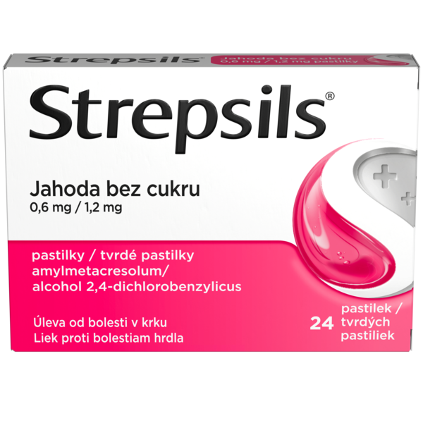 5000158106673_Strepsils Jahoda bez cukru 24 pastilek