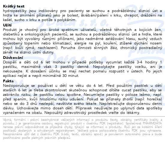 Příbalový leták - Hydropastilky máta 20ks Generica