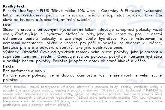 Příbalový leták - Eucerin UreaRepair PLUS tělové mléko 10%Urea 250ml