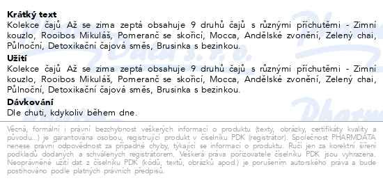 Příbalový leták - Megafyt Kolekce čajů Až se zima zeptá 9x8ks