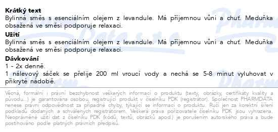 Příbalový leták - Megafyt Relax a meditace 20x1.75g