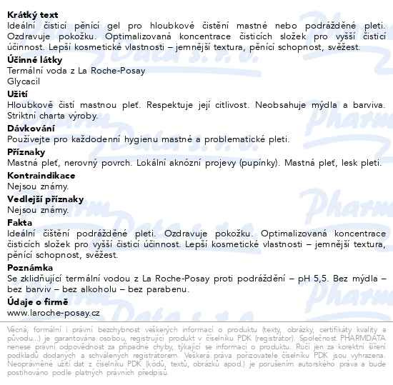 Příbalový leták - LA ROCHE-POSAY Effaclar Čisticí pěnící gel pro mastnou pleť se sklonem k nedokonalostem 200ml