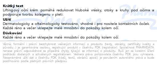 Příbalový leták - WELEDA Lift.krém oči-rty Mod.hořec/Protěž BIO 10ml