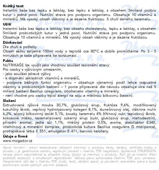Příbalový leták - Nutrikaše probiotic protein a slaný karamel 3x60g