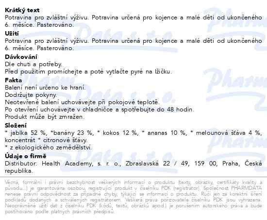 Příbalový leták - Ellas Kitchen Ovocné pyré s melounem BIO 4x90g 6M+