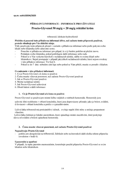 Příbalový leták (SUKL) - Procto-glyvenol 50mg/g+20mg/g, 30g krém