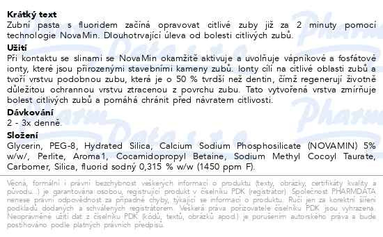 Příbalový leták - Sensodyne Clinic.Repair Activ.Clean zub.pasta 75ml