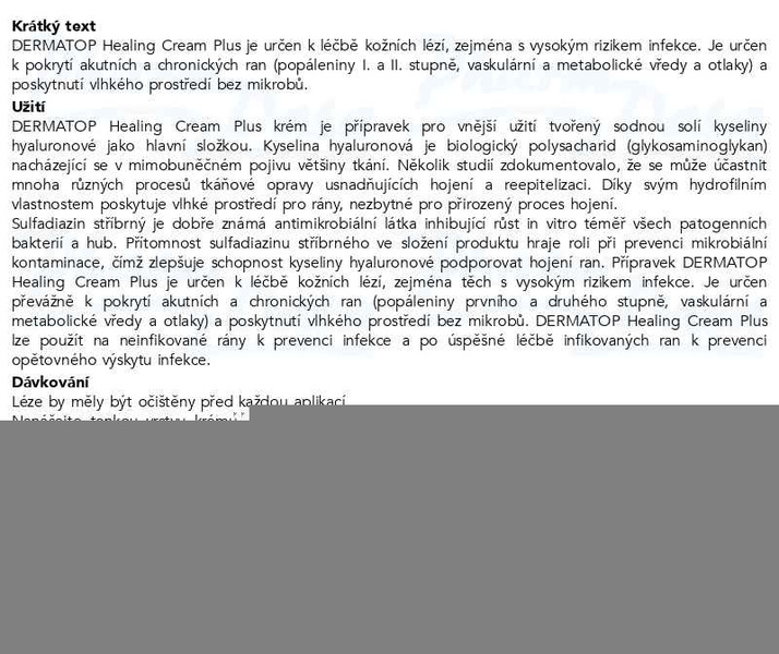 Příbalový leták - DERMATOP healing cream plus 25g
