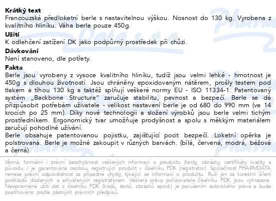 Příbalový leták - Berle předl.franc. Premium 1ks