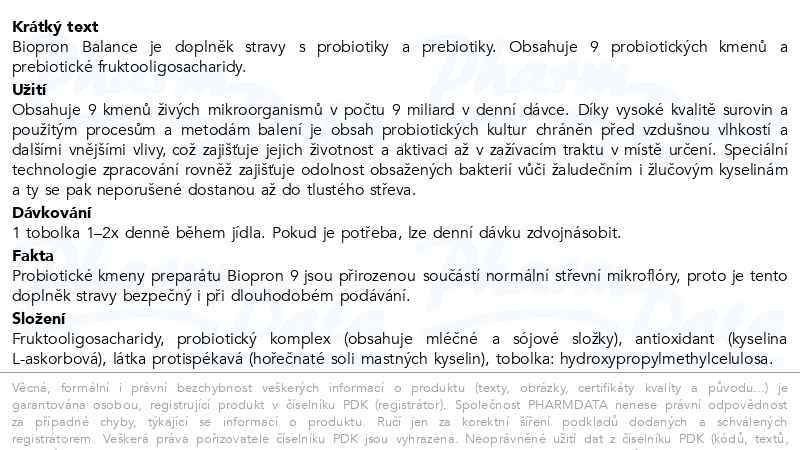 Příbalový leták - Walmark Biopron Balance 60+20 tobolek