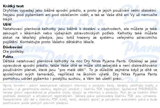 Příbalový leták - DryNites natah.kalhot.dívky 4-7let/17-30kg/26ks
