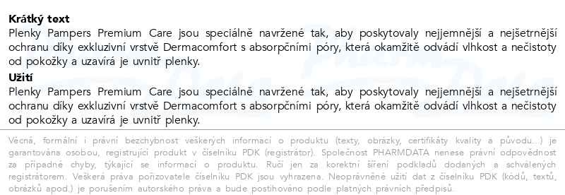 Příbalový leták - Pampers Premium Care vel. 3 Midi (200 ks)