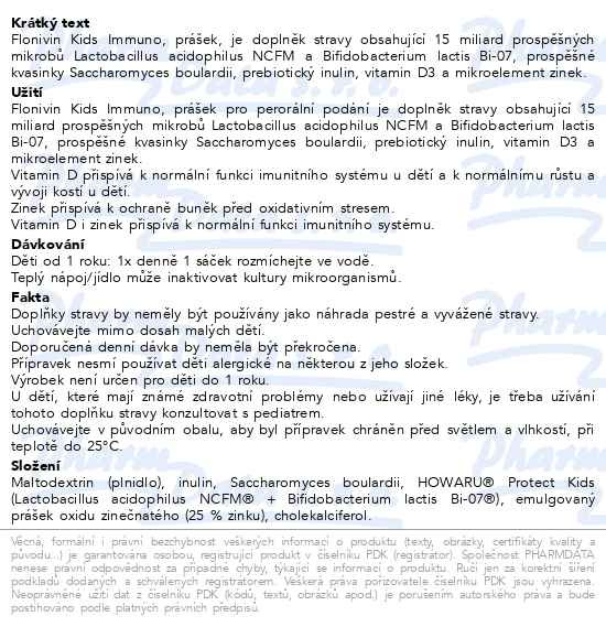 Příbalový leták - Flonivin Kids Immuno 10 sáčků 2.25g Galenika