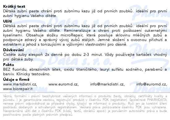 Příbalový leták - Biorepair Kids 0-6 let jahoda 50ml