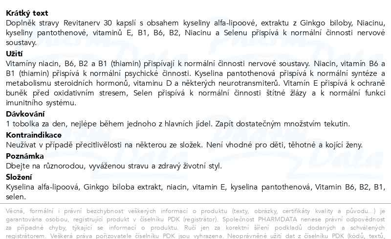 Příbalový leták - Revitanerv Strong tbl.30
