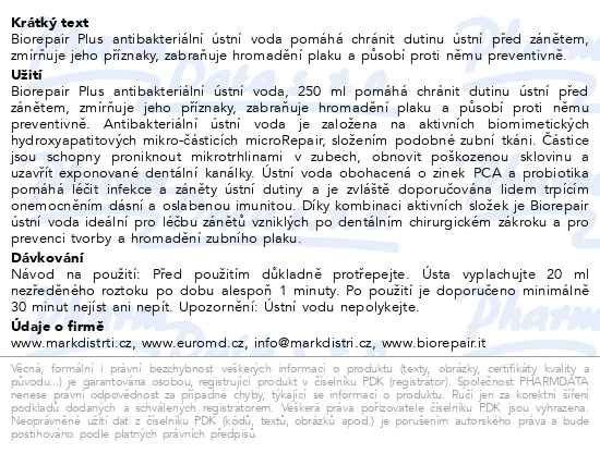 Příbalový leták - Biorepair Plus ústní voda s probiotiky 250ml