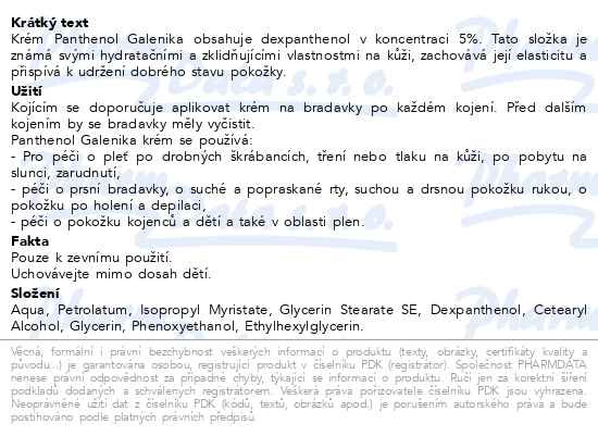 Příbalový leták - Panthenol Galenika Dexpanthenol 5% Cream 30g